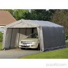 Shelterlogic Garage-in-a-Box Compact 12' x 16' x 8' Peak Style Garage, Gray 554795434